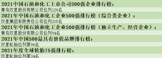 青島雙星輪胎工業(yè)有限公司怎么樣？2021年排名匯總