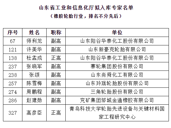橡膠及輪胎行業(yè)9名頂級(jí)專家，位列其中