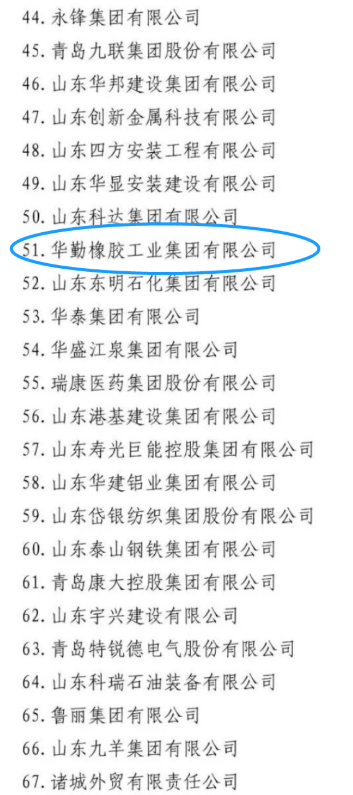其中玲瓏輪胎、賽輪集團(tuán)、萬(wàn)達(dá)集團(tuán)、華勤橡膠、三角輪胎、豪邁集團(tuán)，入圍山東民營(yíng)企業(yè)吸納就業(yè) 100 強(qiáng)名單。