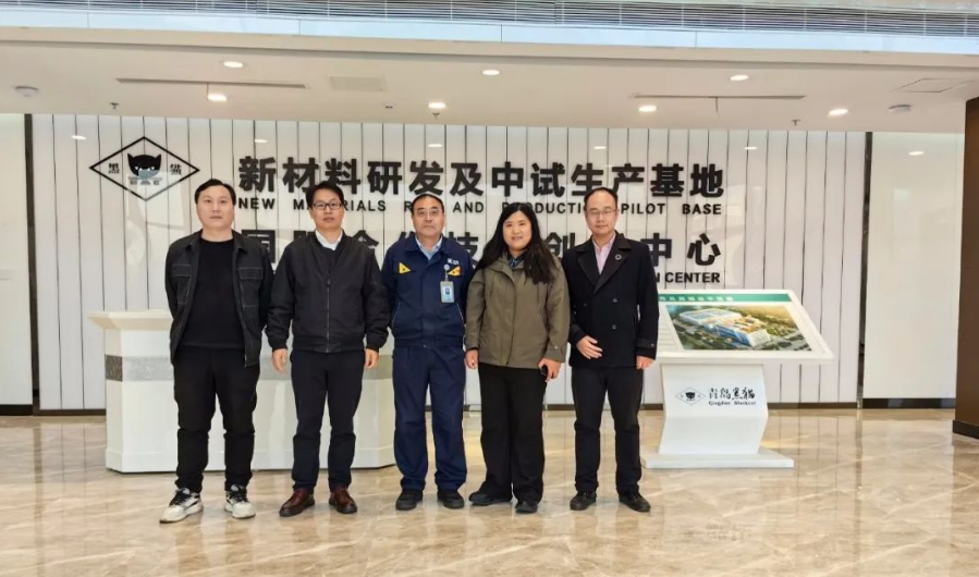 近日，玲瓏輪胎橡膠研究總院副院長郭建平、配方設(shè)計(jì)部主任李彥果及材料開發(fā)部的相關(guān)專家一行到青島黑貓開展技術(shù)交流。青島黑貓黨支部書記、總經(jīng)理王宏及相關(guān)研發(fā)團(tuán)隊(duì)人員陪同。
