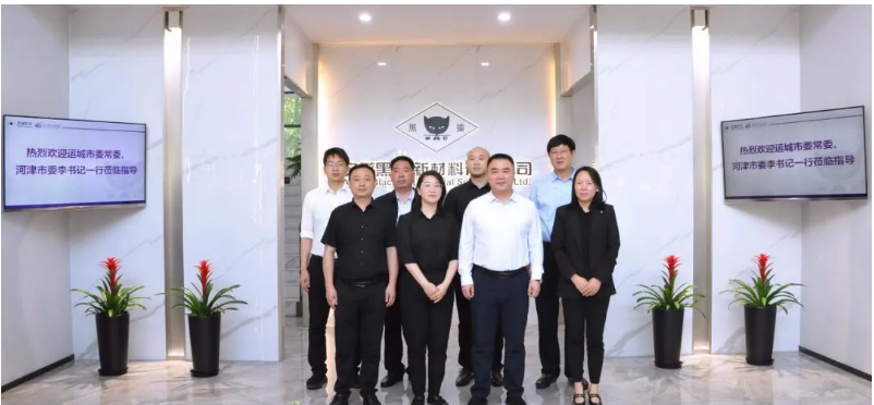 山西省運(yùn)城市委常委、河津市委書(shū)記李曉武與河津市委常委、常務(wù)副市長(zhǎng)閆新善一行，于今日蒞臨安徽黑貓公司，對(duì)其特種炭黑事業(yè)部展開(kāi)調(diào)研。陪同調(diào)研的還有安徽黑貓公司相關(guān)負(fù)責(zé)人。