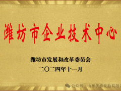 優(yōu)盛輪胎榮膺濰坊市企業(yè)技術(shù)中心稱號
