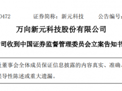 萬(wàn)向新元遭證監(jiān)會(huì)立案，經(jīng)營(yíng)困境凸顯